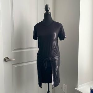 ARITZIA Wilfred Free Black Short-Sleeve Mini Cotton Dress